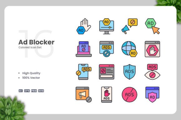 Ad Blocker Color Icons: A Simple and Clean Design for Every Project