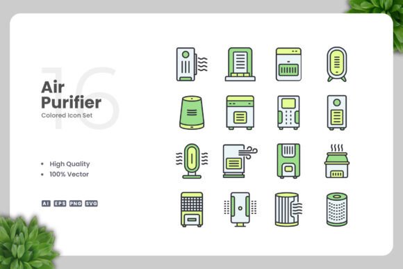 Air Purifier Color Icons for Professional Design Projects