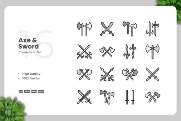 Axes and Sword Color Icons