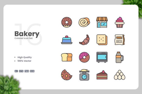 Bakery Color Icons: A Simple and Clean Design for Every Project
