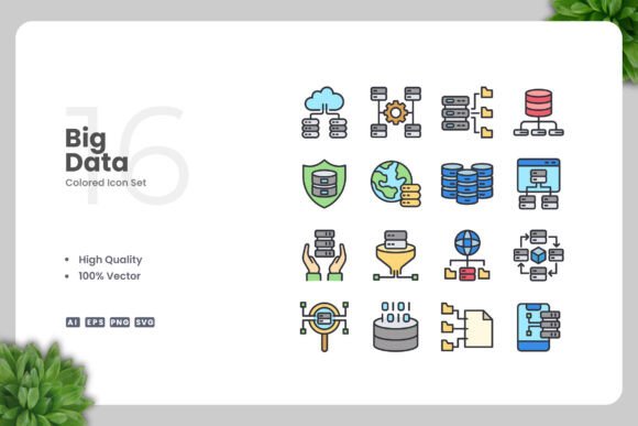Big Data Color Icons for Modern Design