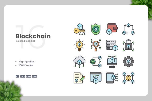 Blockchain Color Icons for Modern Design Projects