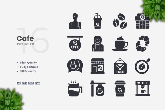 Cafe Solid Icons: Simple, Clean, and Versatile