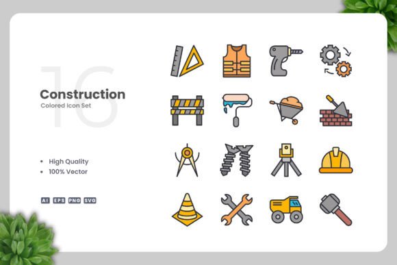 Construction Color Icons for Professional and Creative Workflows