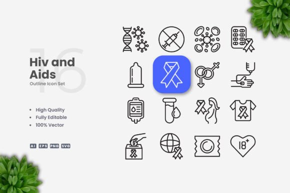 HIV Aids Icons: Simple and Clean Design for Every Project