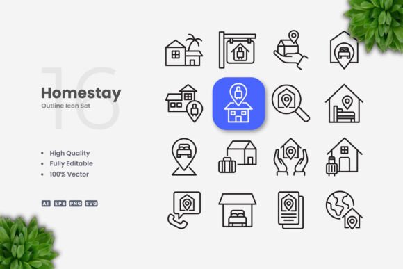 Homestay Icons: Simple and Clean Design for Every Project