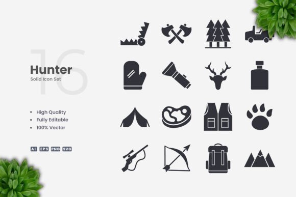 Hunter Solid Icons for Modern Design