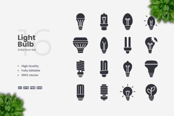 Light Bulb Solid Icons: A Versatile Design Resource for Modern Creatives