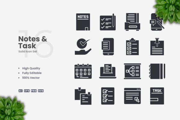 Notes and Tasks Solid Icons: A Versatile Design Solution for Modern Projects