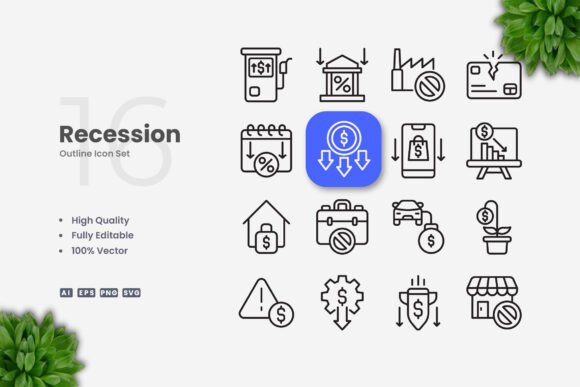 Recession Icons: Simple, Clean, and Versatile Design for Every Project